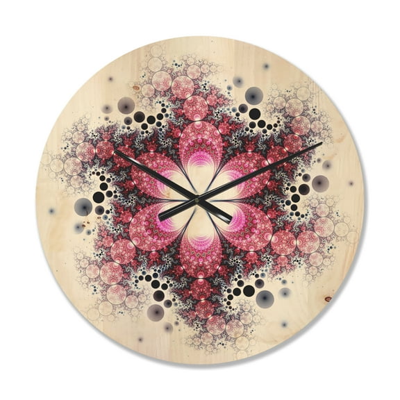 Designart 'Fractal Violet Flower Pattern ' Modern Wood Wall Clock