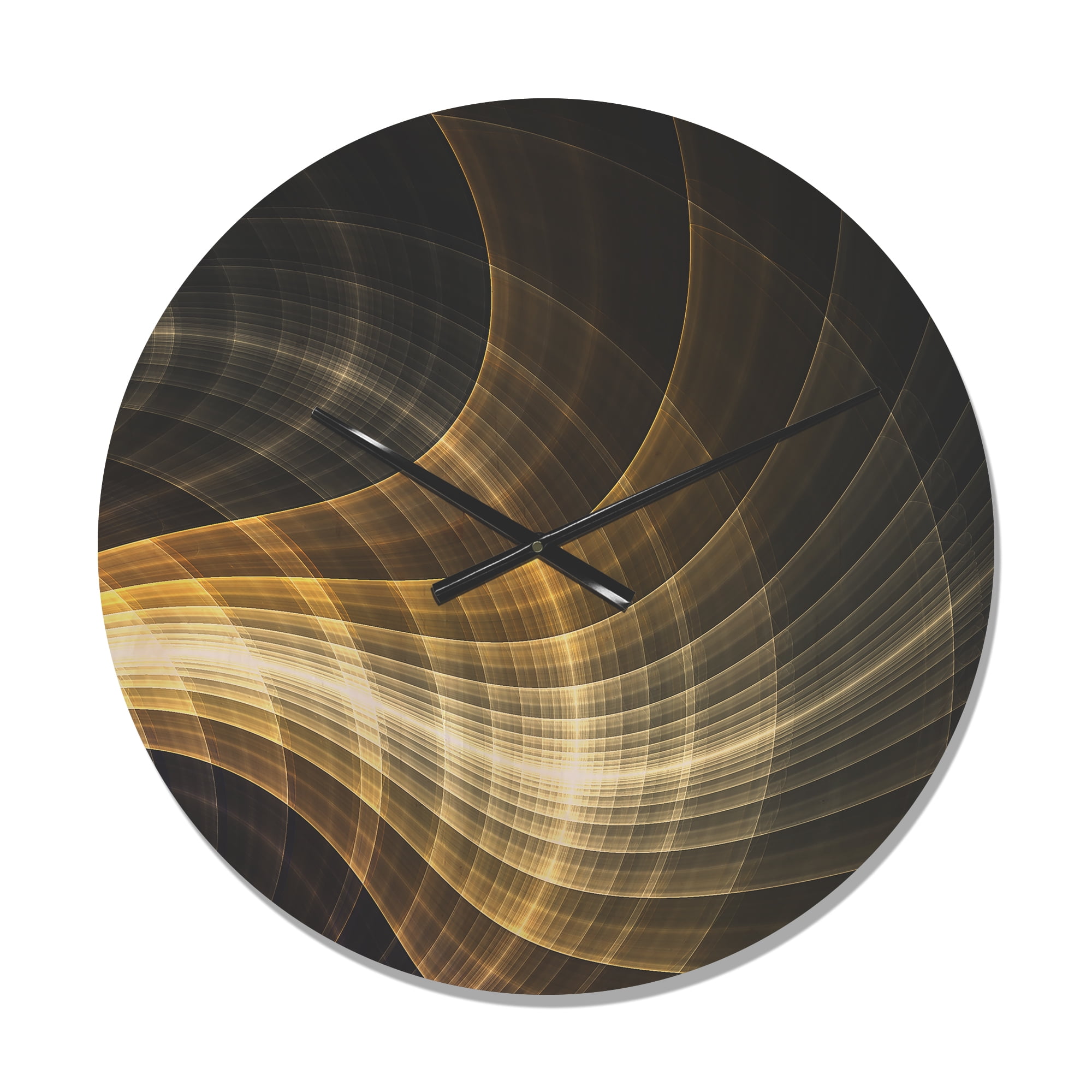 Designart 'Fractal Yellow Light Art ' Modern Wood Wall Clock
