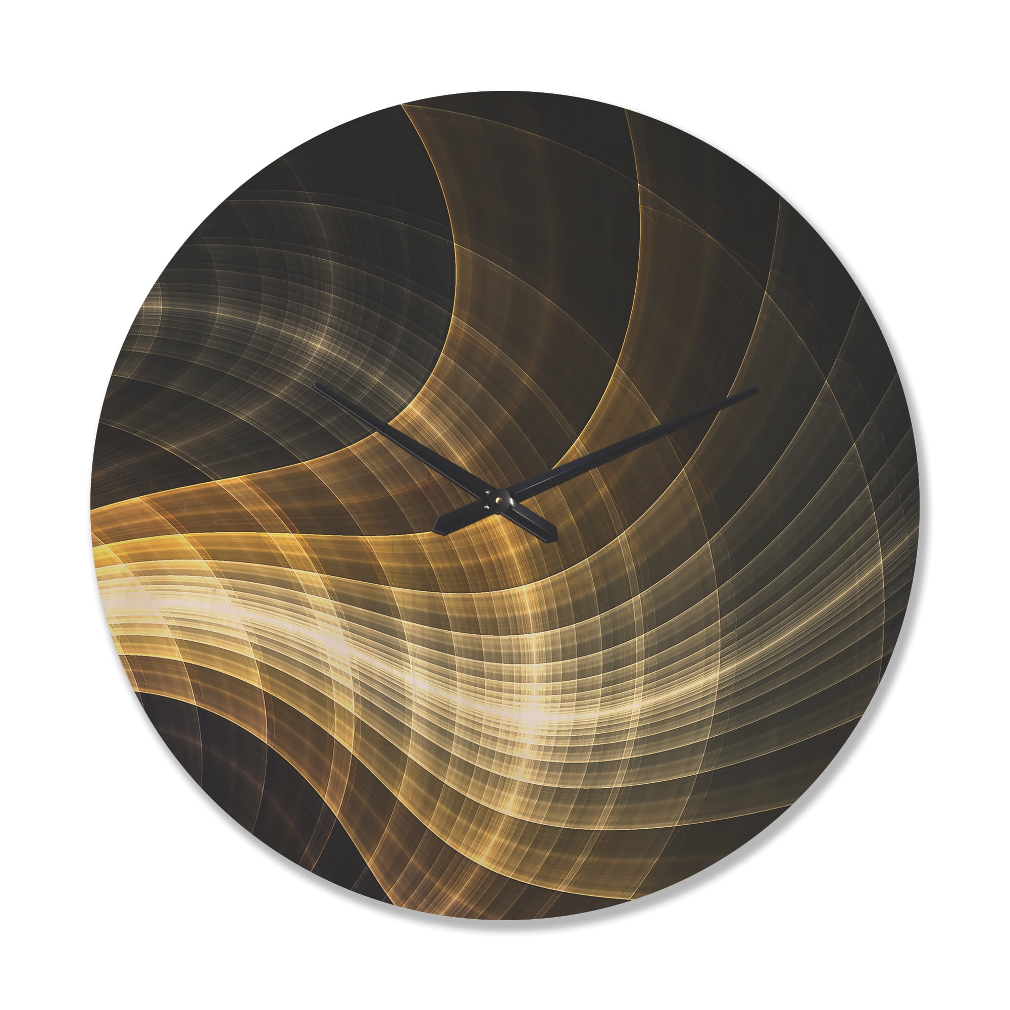 Designart 'Fractal Yellow Light Art ' Modern Wood Wall Clock