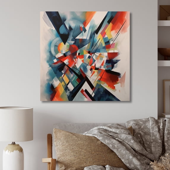 Designart "Fractals and Dimensions in Blue III" Modern Geometric Metal Wall Art