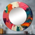 thumbnail image 1 of Designart "Fragments Of Reality Pink Blue Abstraction" Abstract Round Mirror Wall Décor Modern - Large Pink Round Mirror - Round Mirror 29" x 29" Inch, 1 of 5