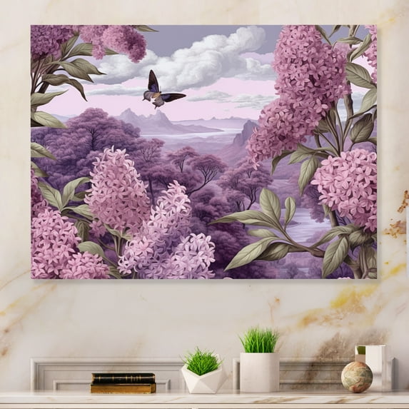 Designart "Fragrant Blossoms in Purple Lilac III" Lilacs Metal Wall Art Prints