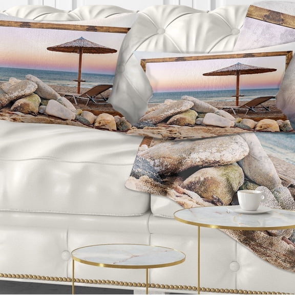 Designart Framed Effect Beach Seating - Seashore Throw Pillow - 12x20