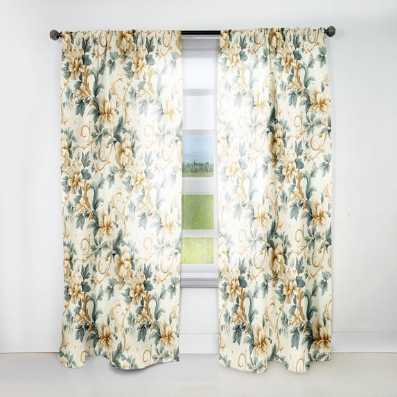 Designart "Framed Vintage Elegance IV" Damask Room Darkening Curtain Single Panel
