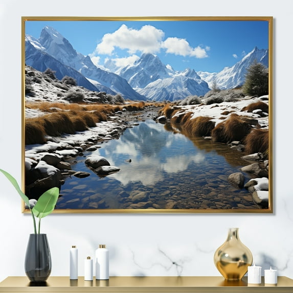 Designart "France French Alps I" Landscapes Floater Framed Wall Art Print