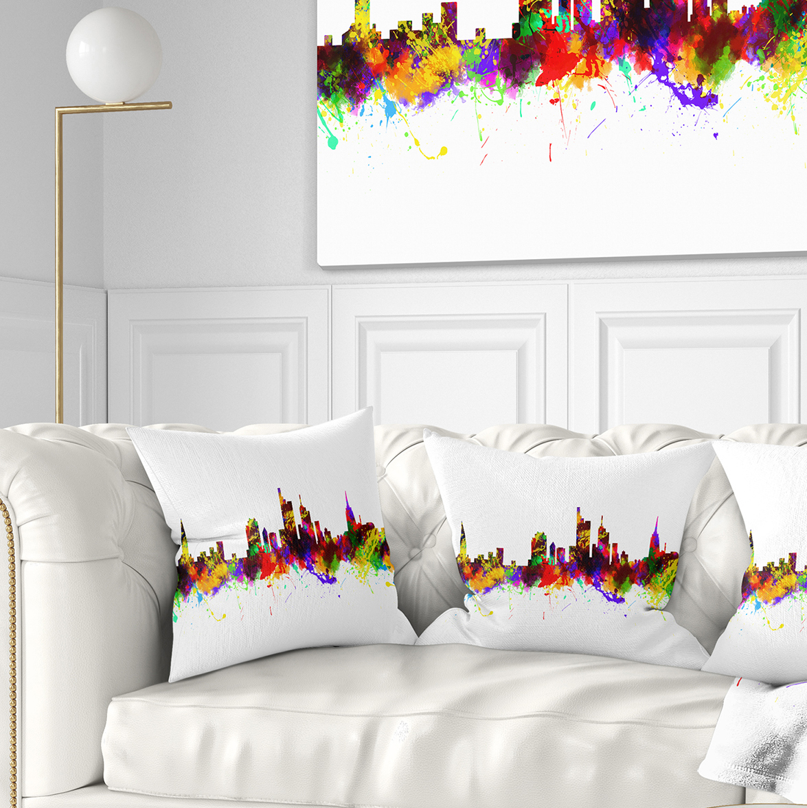 Designart Frankfurt Germany Skyline - Cityscape Throw Pillow - 16x16