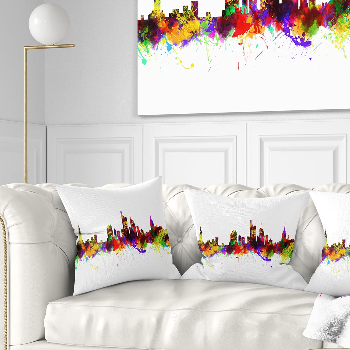 Designart Frankfurt Germany Skyline - Cityscape Throw Pillow - 18x18