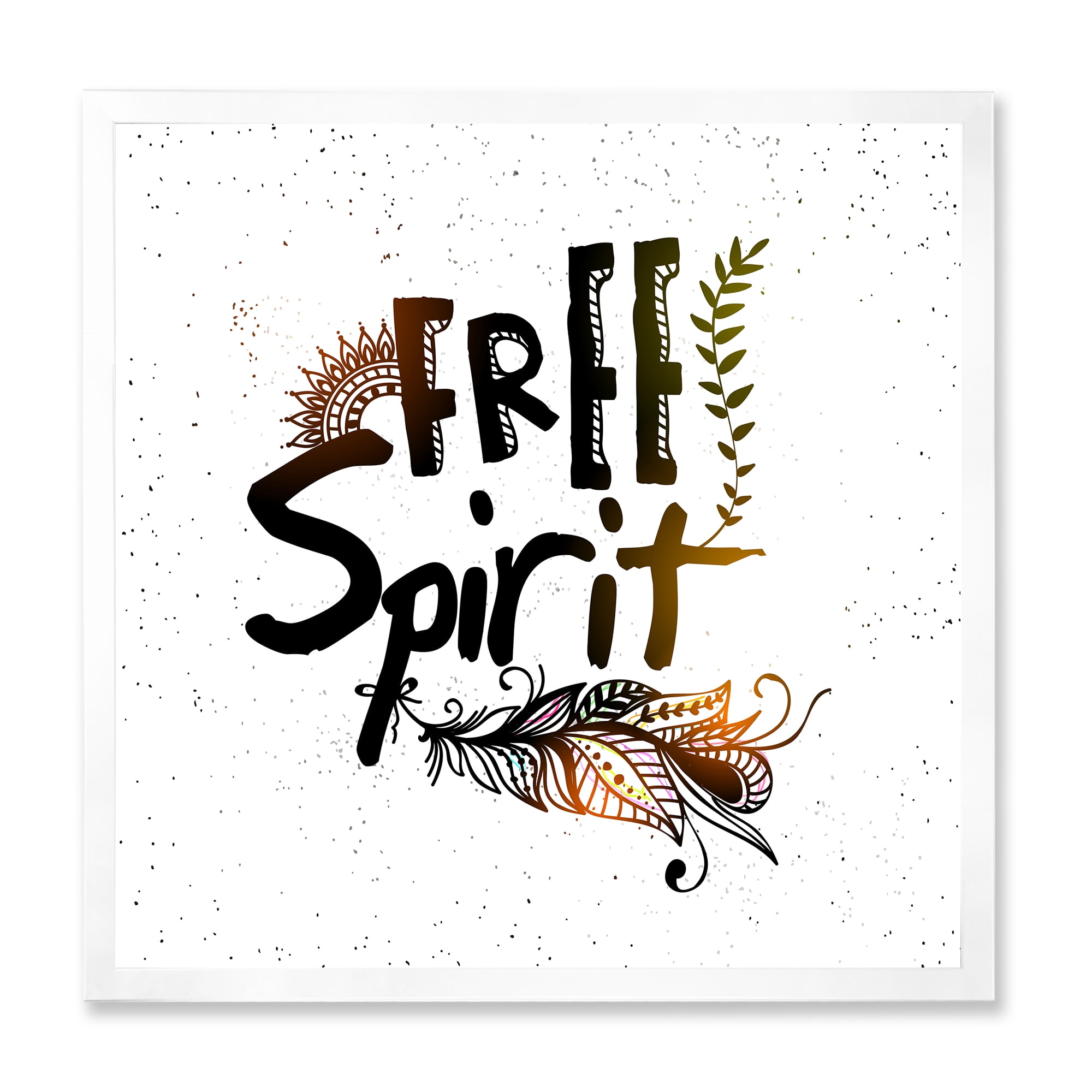Designart 'Free Spirit Ethnic Feather' Bohemian & Eclectic Framed Art Print