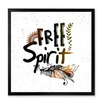 Designart 'Free Spirit Ethnic Feather' Bohemian & Eclectic Framed Art Print