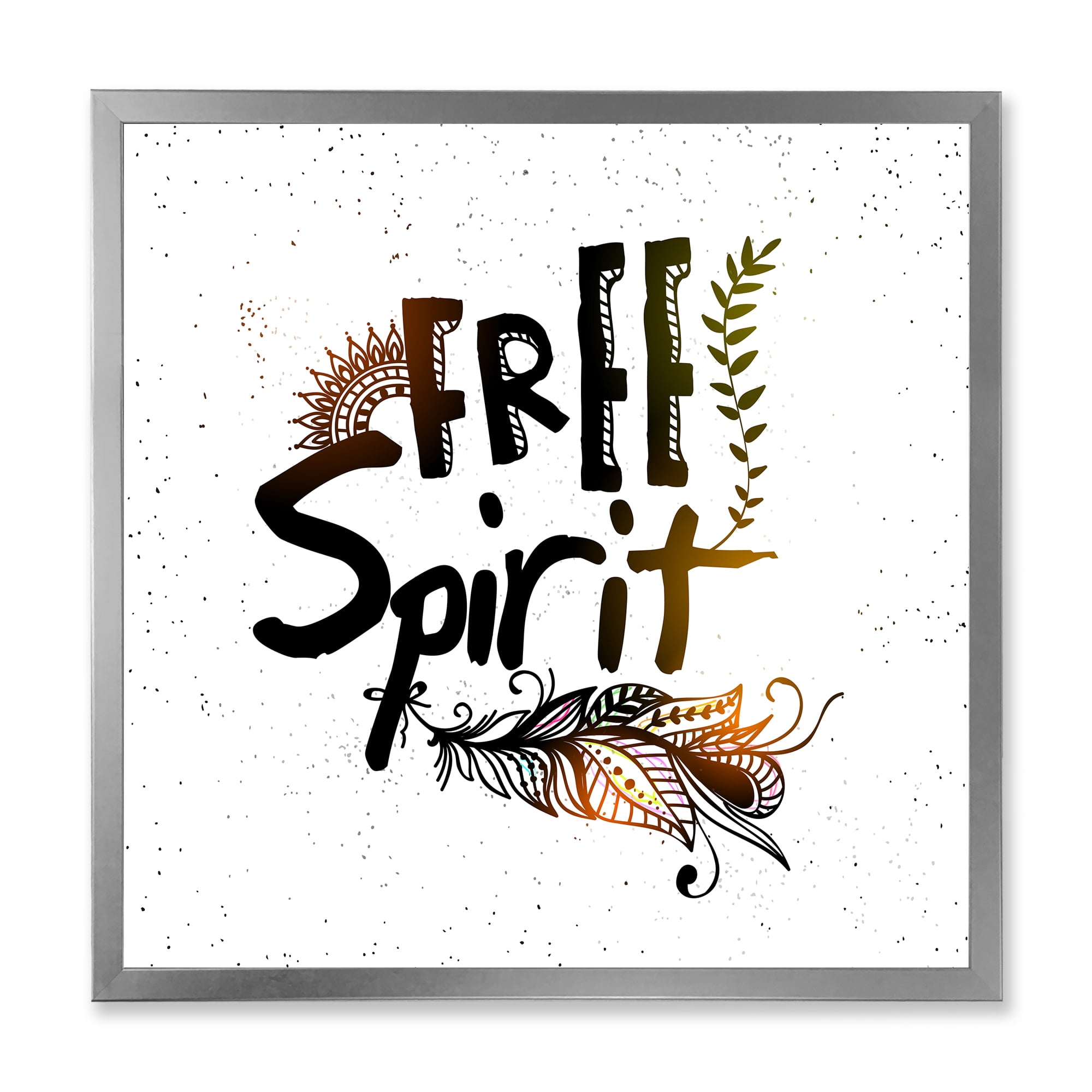 Designart 'Free Spirit Ethnic Feather' Bohemian & Eclectic Framed Art Print