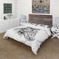 Designart 'Freehand Horse Head Pencil Drawing' Animal Duvet Cover Set