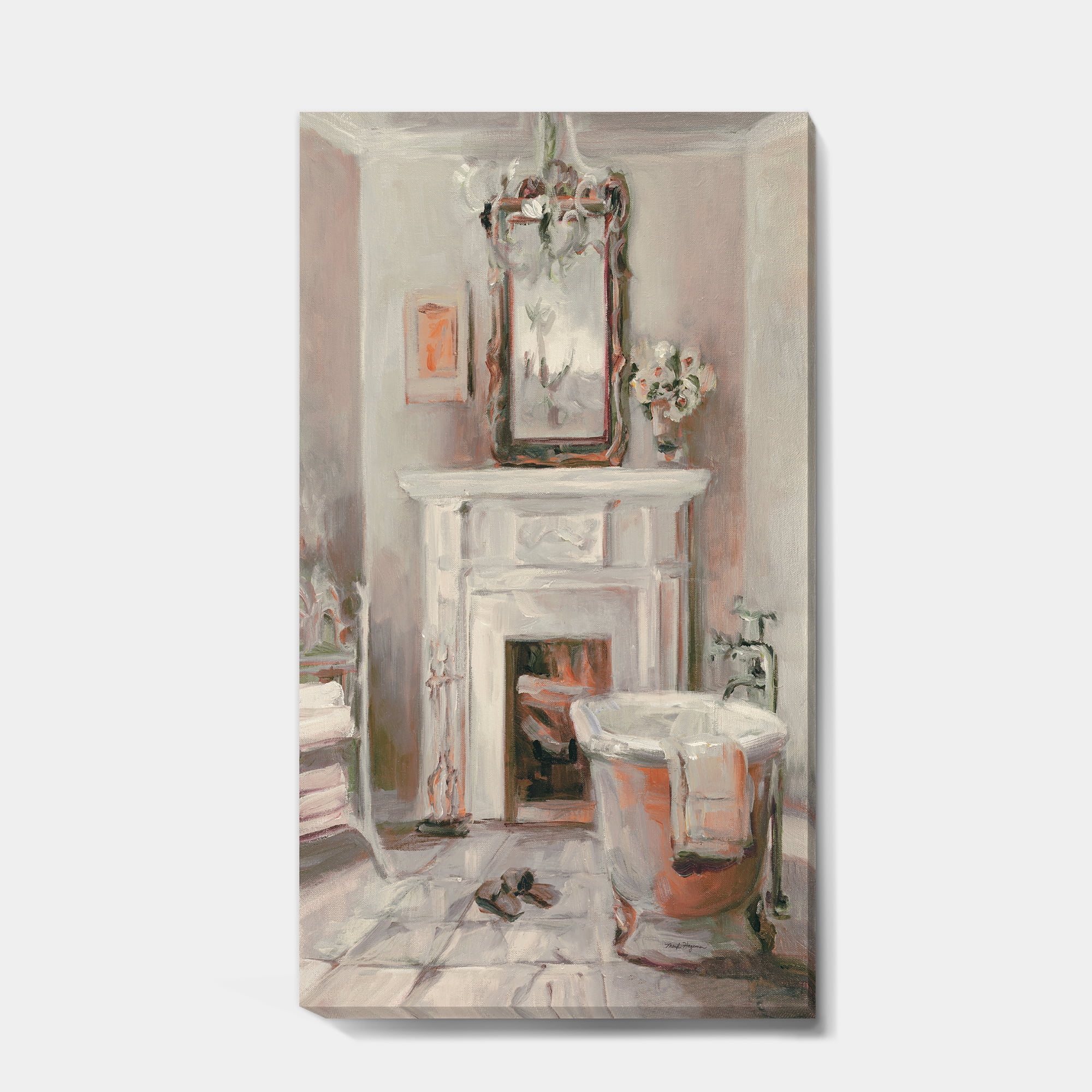 Designart 'French Bath La baignoire II' Traditional Bathroom gallery-wrapped Canvas
