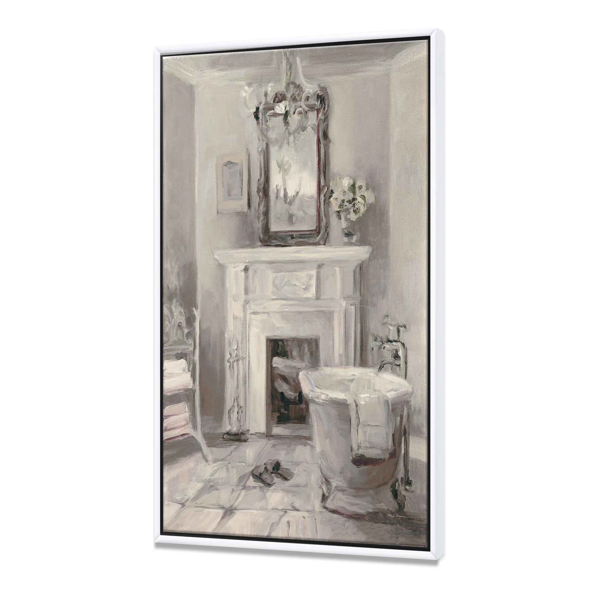 Designart ' French Bathroom Vintage I ' Traditional Bathroom Framed Canvas