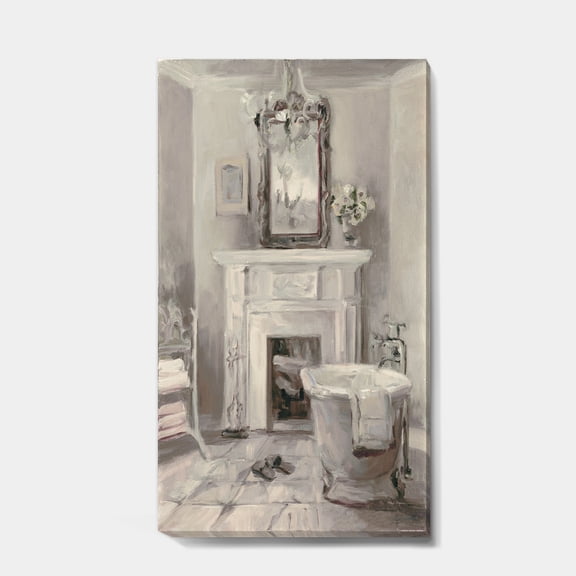 Designart 'French Bathroom Vintage I' Traditional Bathroom Premium Canvas Wall Art