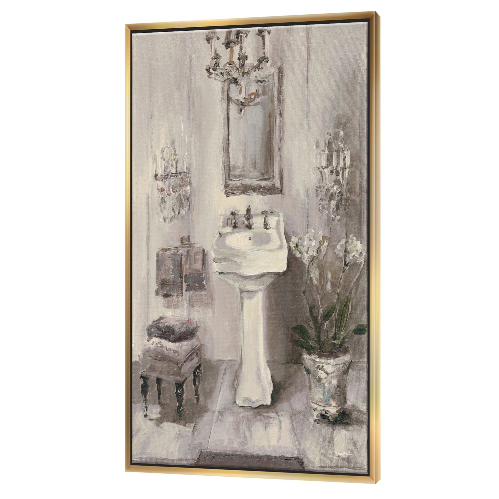 Designart ' French Bathroom Vintage II ' Traditional Bathroom Framed Canvas