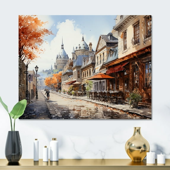 Designart "French Beauty in Quebec City II" City Quebec Metal Art Living Room