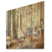 Designart French Boudoir Bath I Traditional Bathroom Print on Natural Pine Wood