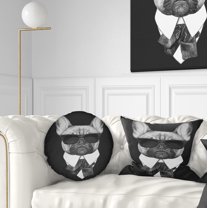 Designart French Bulldog Fashion Portrait - Animal Throw Pillow - 12x20
