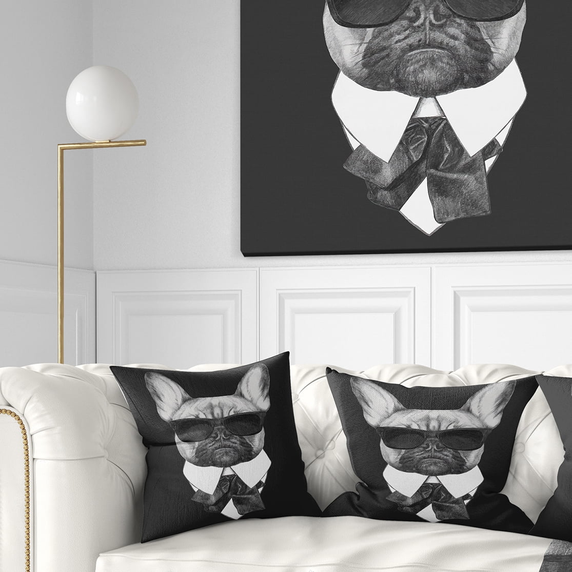 Designart French Bulldog Fashion Portrait - Animal Throw Pillow - 16x16