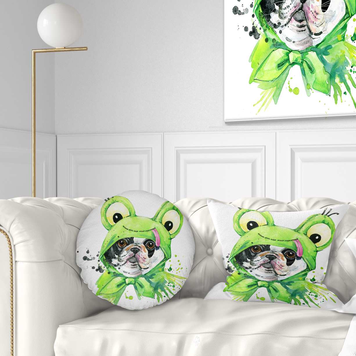 Designart French Bulldog Illustration - Animal Throw Pillow - 12x20