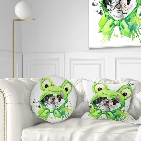 Designart French Bulldog Illustration - Animal Throw Pillow - 12x20
