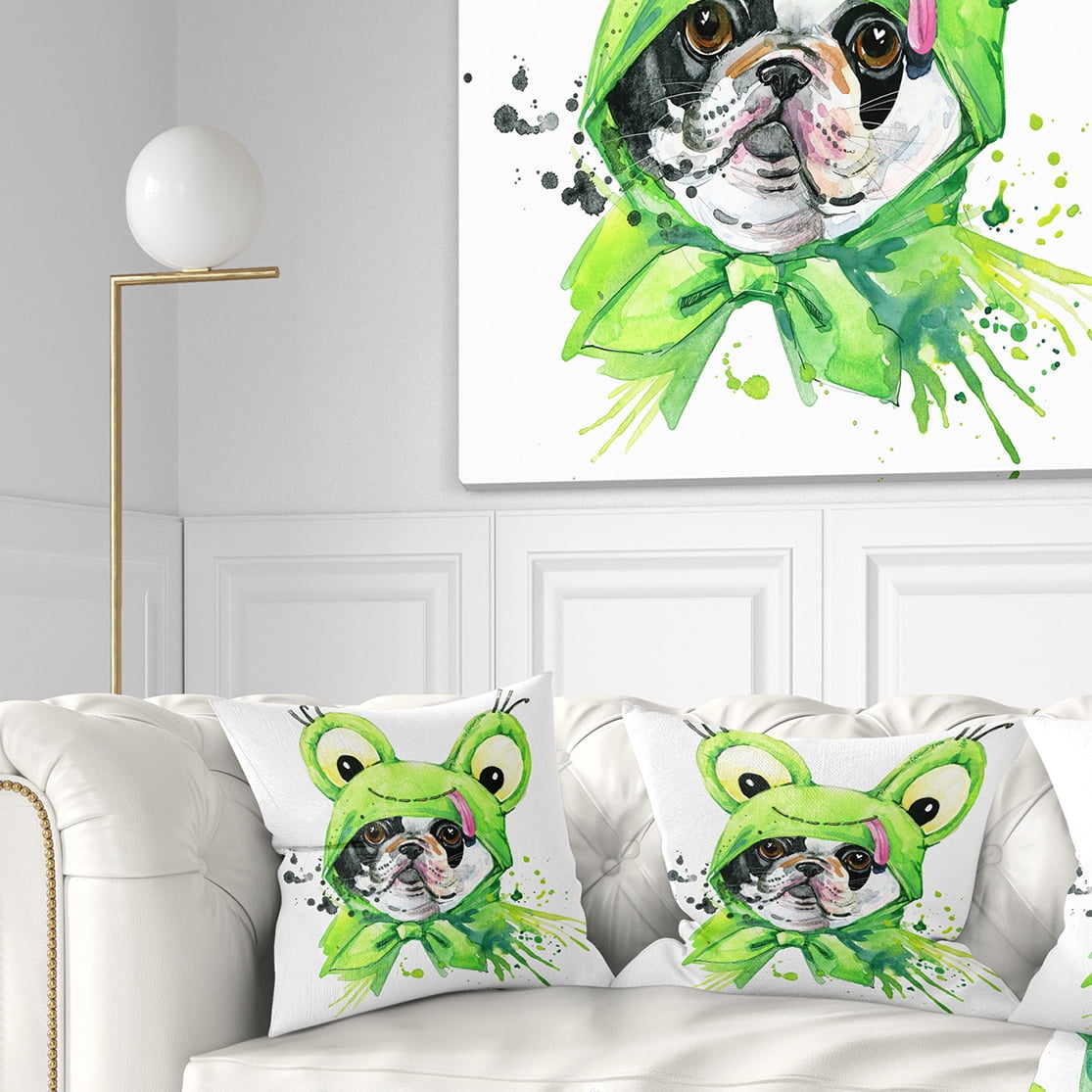 Designart French Bulldog Illustration - Animal Throw Pillow - 18x18