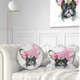 thumbnail image 1 of Designart French Bulldog with Pink Hat - Contemporary Animal Throw Pillow - 12x20, 1 of 5
