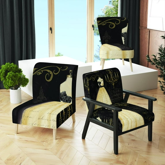 Designart "French Chandeliers Couture III" Upholstered Fashion Accent Chair - Arm Chair