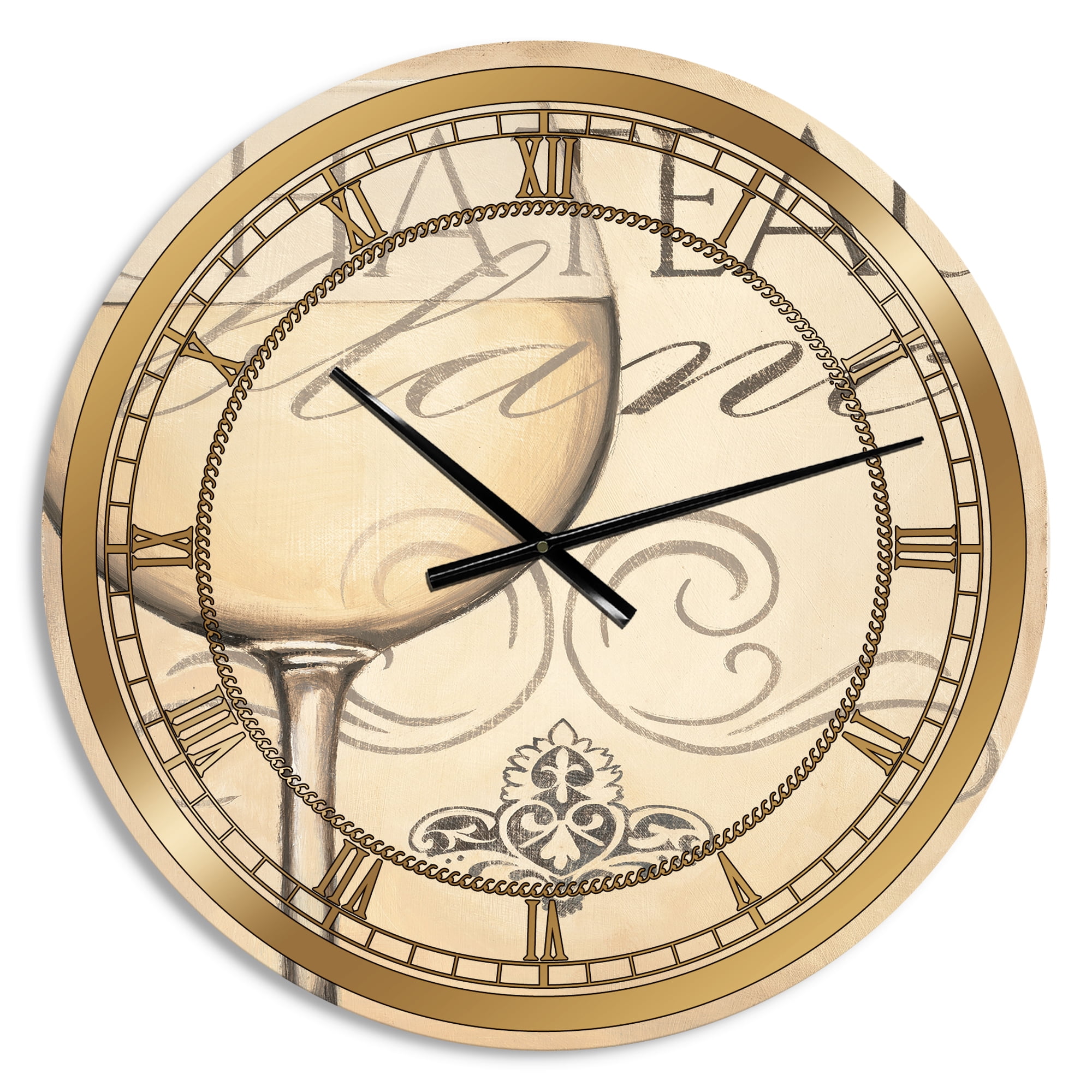 Designart 'French Chateau White Wine II' Glam Wall Clock