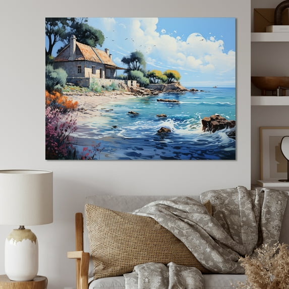 Designart "French Coastal Retreat Painting II" Nautical & Beach Wall Art Living Room
