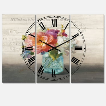 Designart 'French Cottage Bouquet I Mothers' Farmhouse Wall Clock