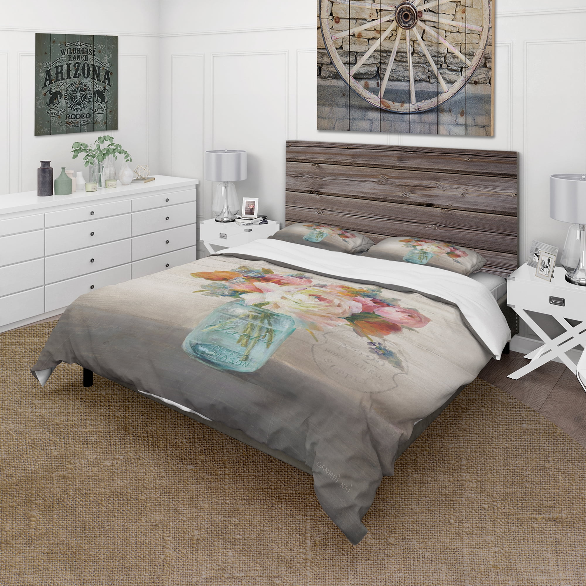 Designart 'French Cottage Bouquet II Mothers' Cottage Duvet Cover Set