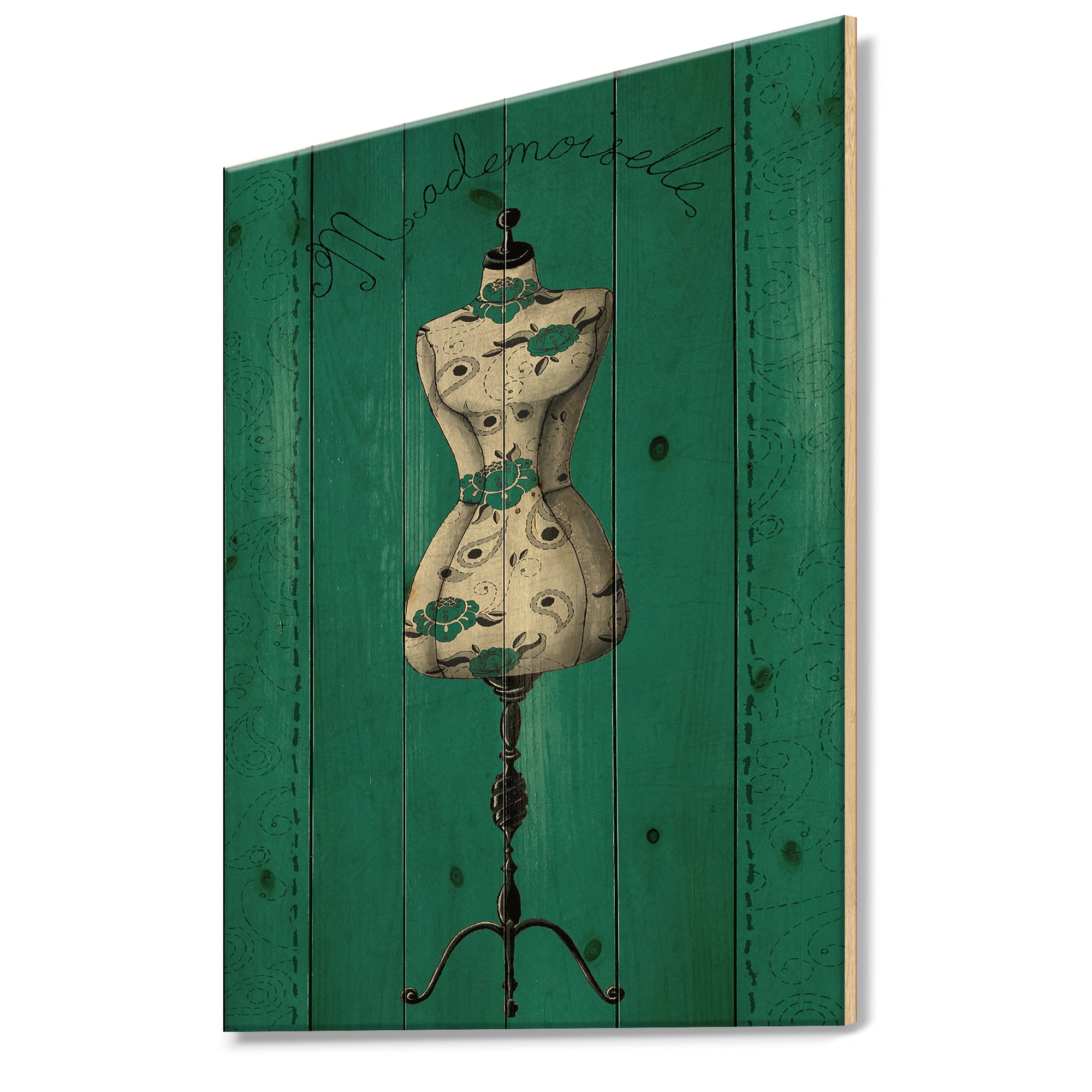 Designart 'French Fashion Couture III' Fashion Print on Natural Pine Wood