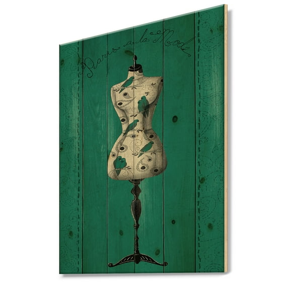 Designart 'French Fashion Couture IV' Fashion Print on Natural Pine Wood