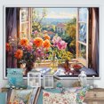 thumbnail image 1 of Designart "French Window View in Orange and Green I" Floral Framed Wall Art - Traditional Orange Window Bedroom Framed Canvas Wall Art, 1 of 6