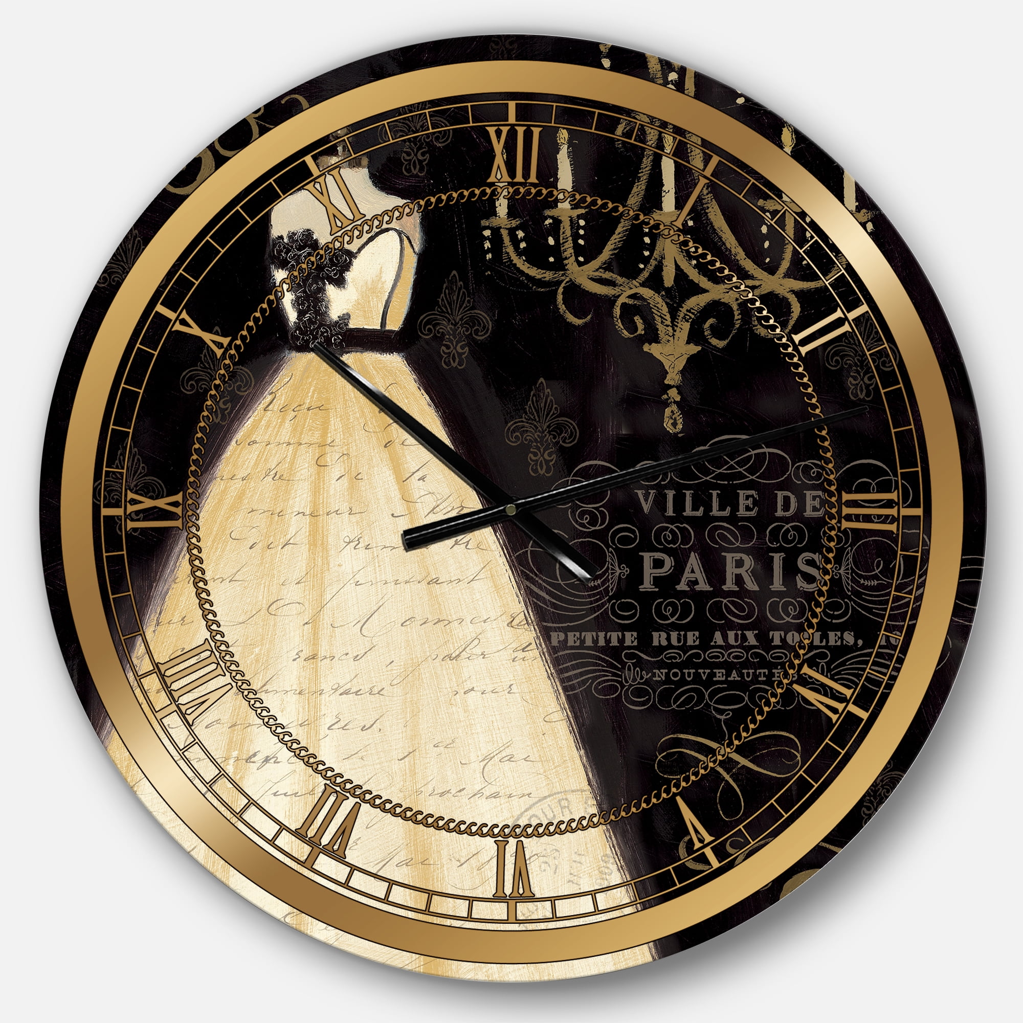 Designart 'French chandeliers Couture III' Glam wall clock