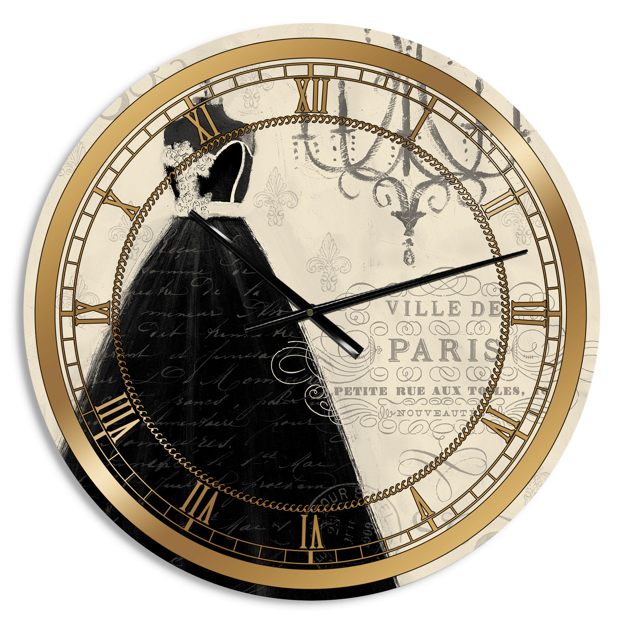 Designart 'French chandeliers Couture IV' Glam wall clock