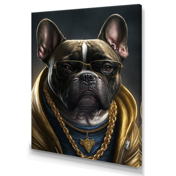 Designart Frenchie Gangster In NYC II Canvas Wall Art