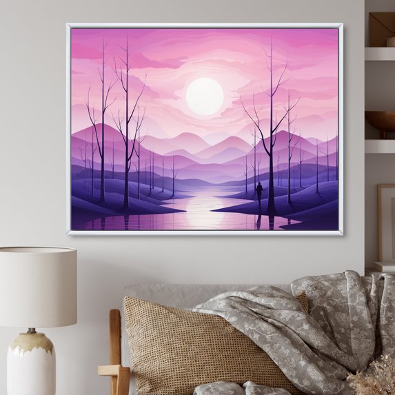 Designart "Frequency In Minimalism Forests IV" Minimalism Floater Framed Wall Art Living Room