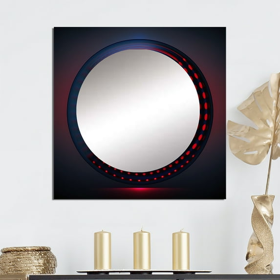 Designart "Fresh Equilibrium Deep Blue Celestial Mandala" Modern Geometric Square Mirror Wall Decor Modern - Large Blue Square Bathroom Mirror - Square Printed Wall Mirror Art