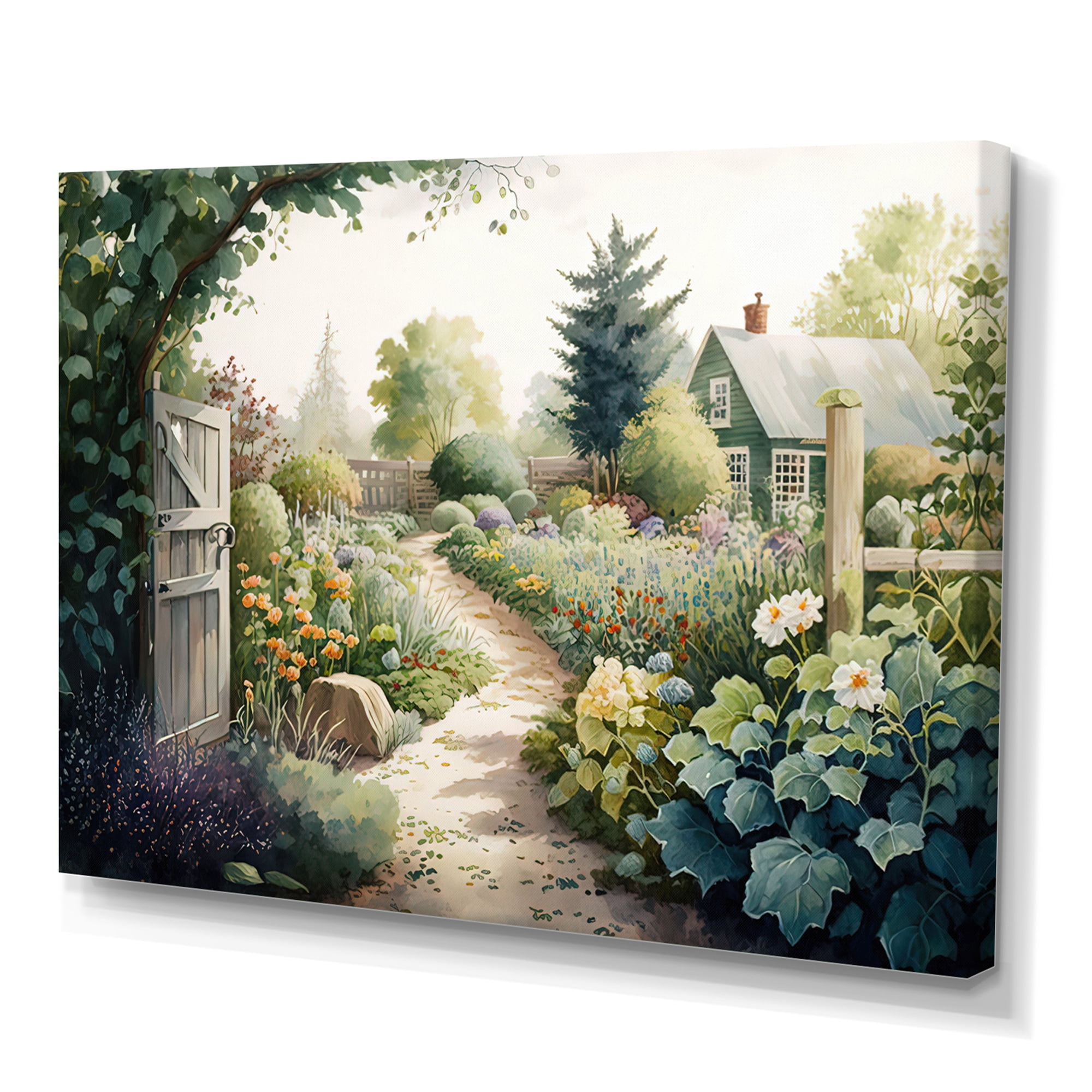 Designart Fresh Garden At The Cottage I Canvas Wall Art