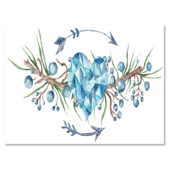 Designart ' Fresh Tribal Vignette Wild Forest Wreath Design On White II ' Traditional Canvas Wall Art Print