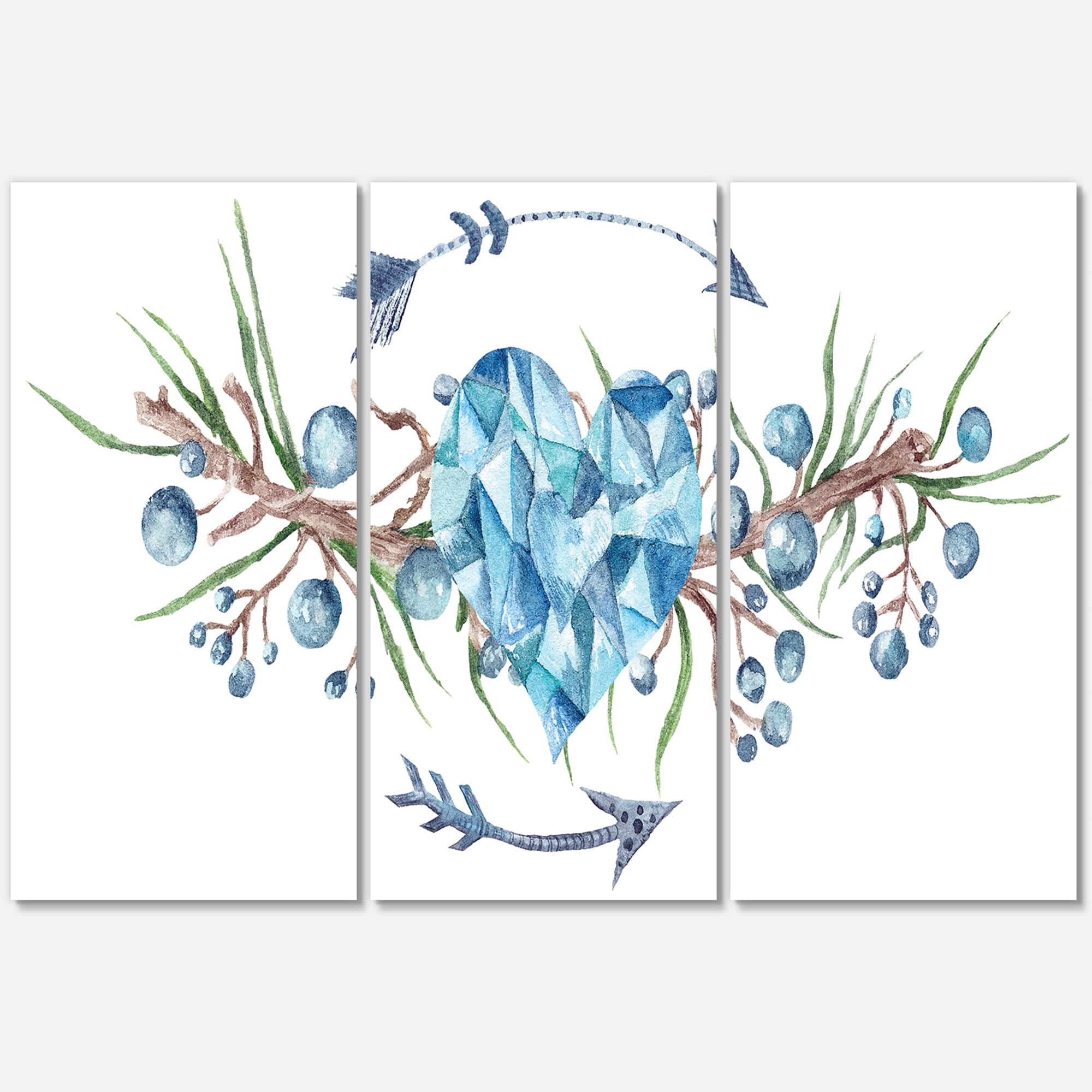 Designart ' Fresh Tribal Vignette Wild Forest Wreath Design On White II ' Traditional Canvas Wall Art Print