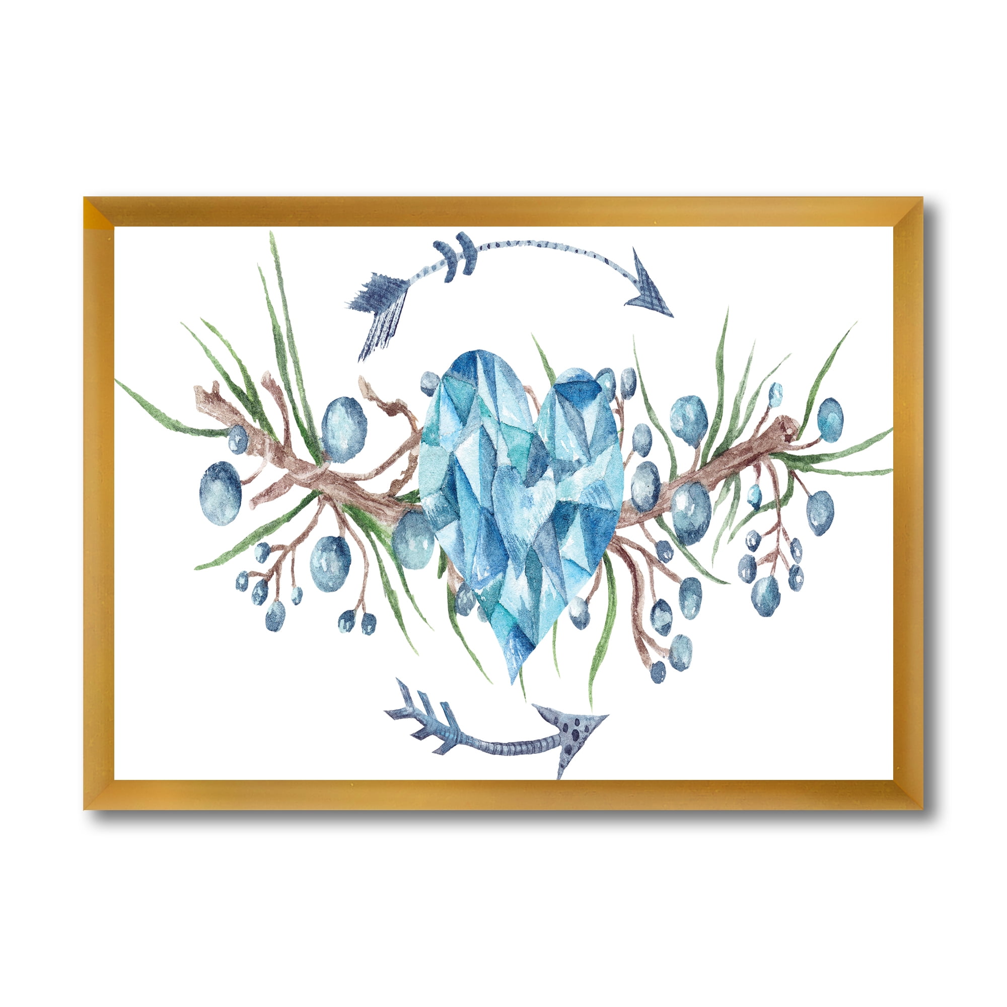 Designart 'Fresh Tribal Vignette Wild Forest Wreath Design On White II' Traditional Framed Art Print