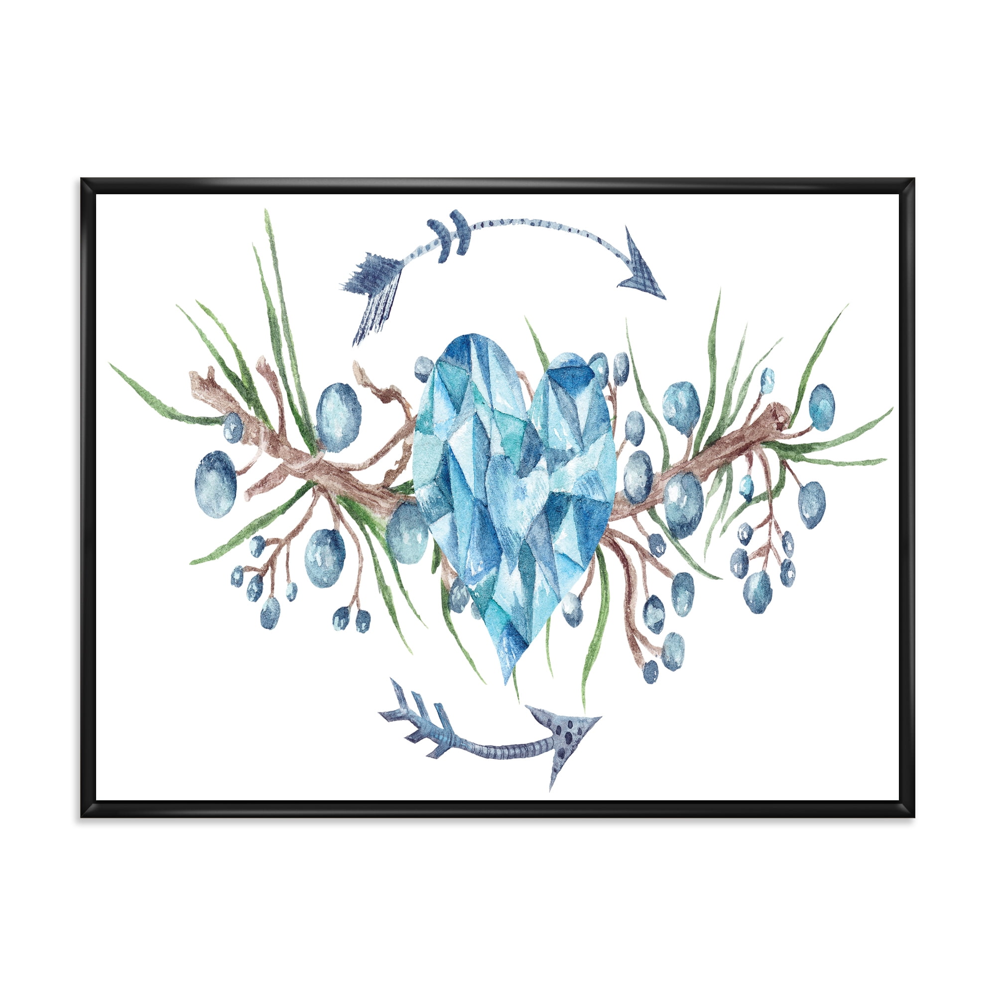 Designart 'Fresh Tribal Vignette Wild Forest Wreath Design On White II' Traditional Framed Canvas Wall Art Print