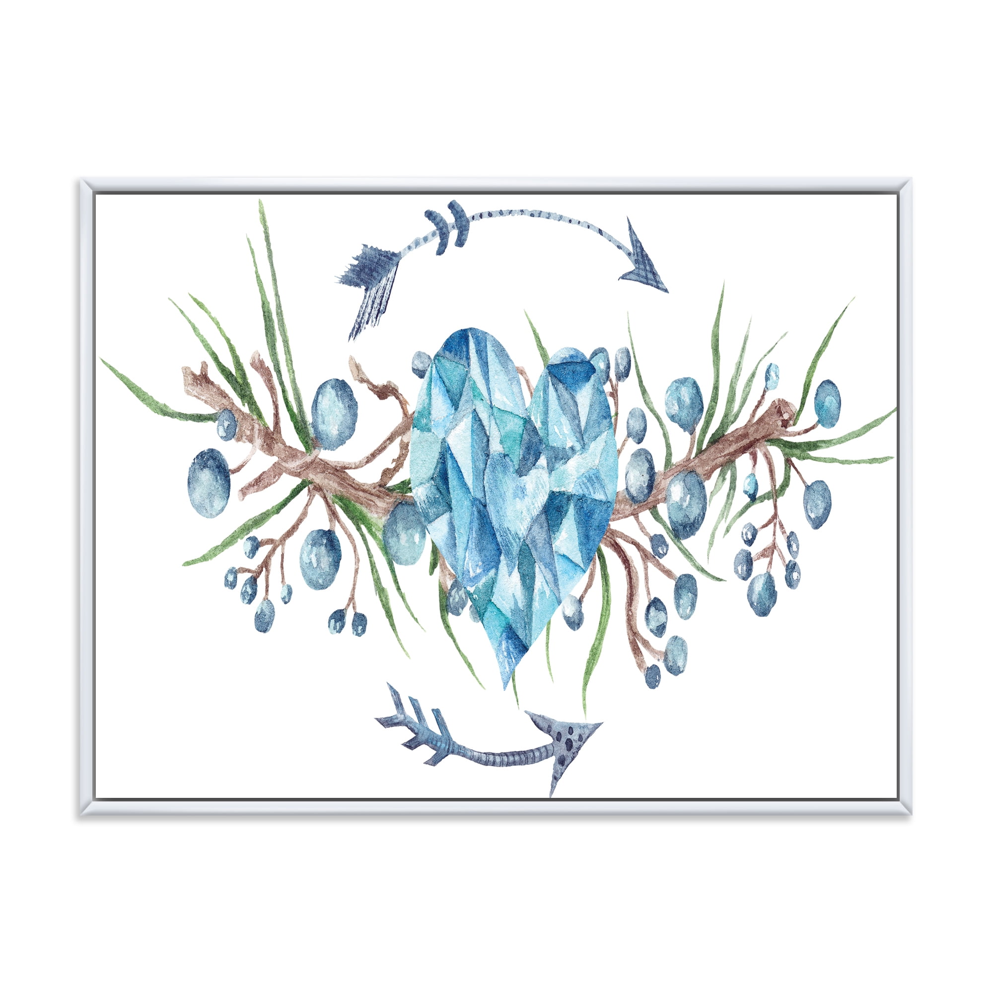 Designart 'Fresh Tribal Vignette Wild Forest Wreath Design On White II' Traditional Framed Canvas Wall Art Print