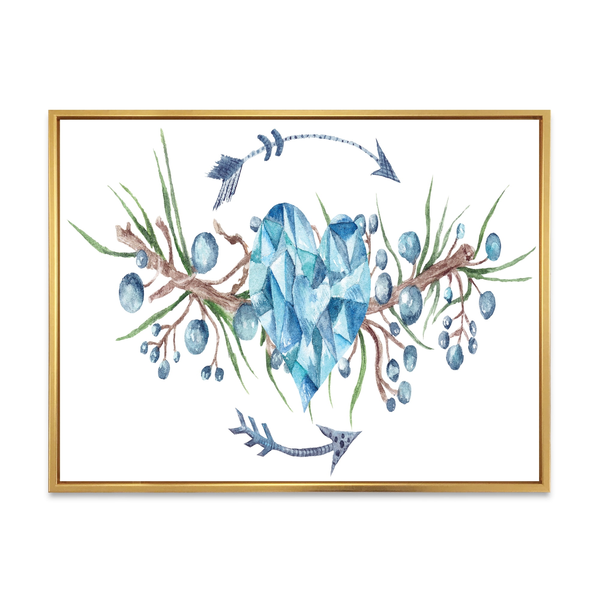 Designart 'Fresh Tribal Vignette Wild Forest Wreath Design On White II' Traditional Framed Canvas Wall Art Print