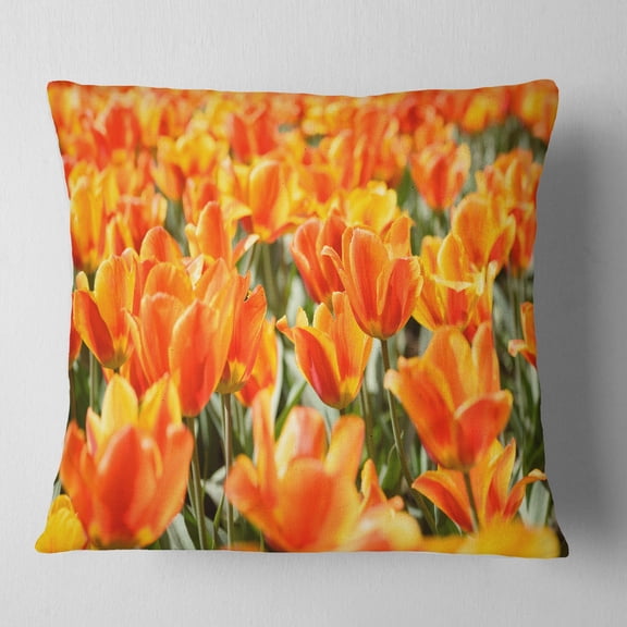 Designart Fresh Tulip Flowers on Sunny Day - Floral Throw Pillow - 18x18