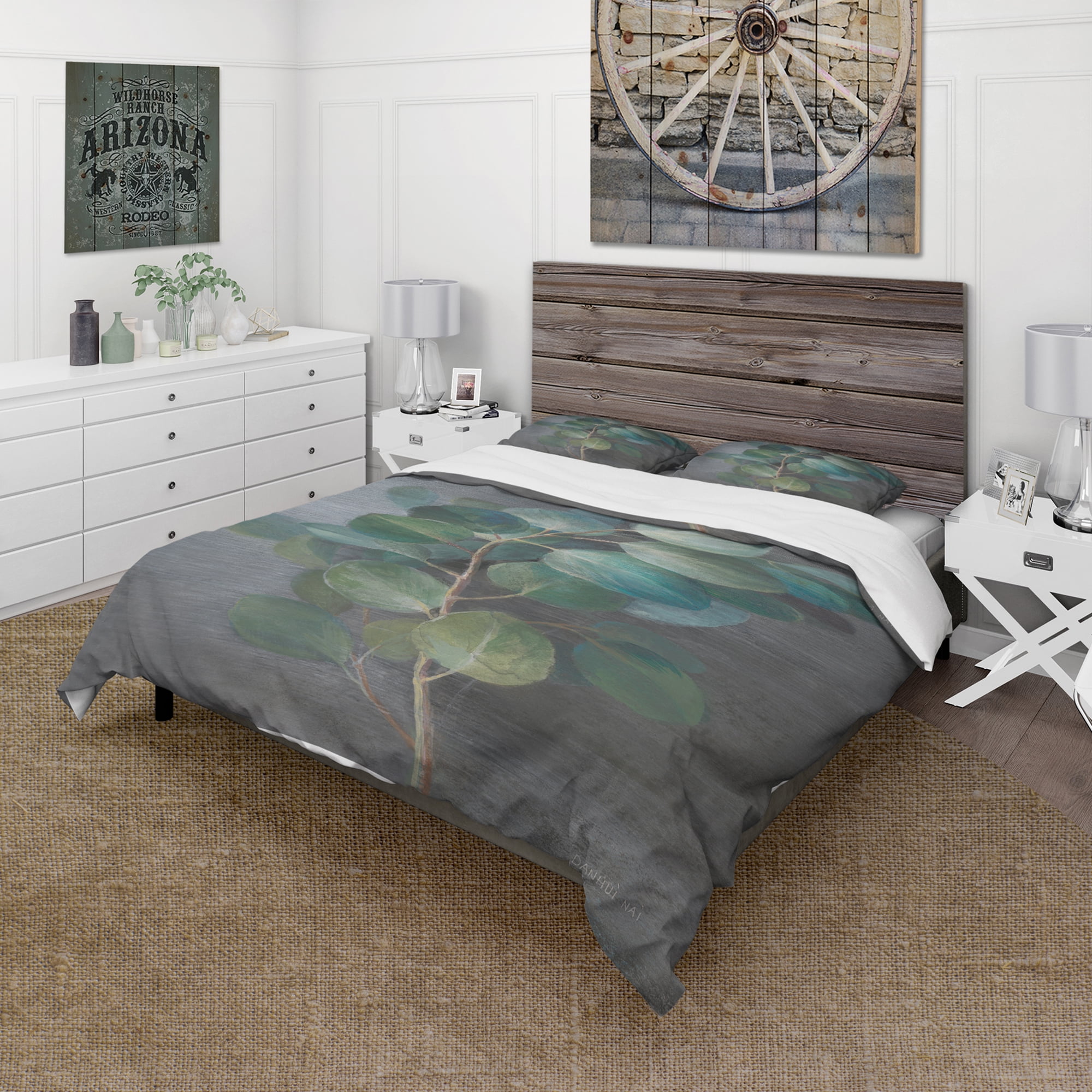 Designart 'Fresh leaves I' Cottage Duvet Cover Set