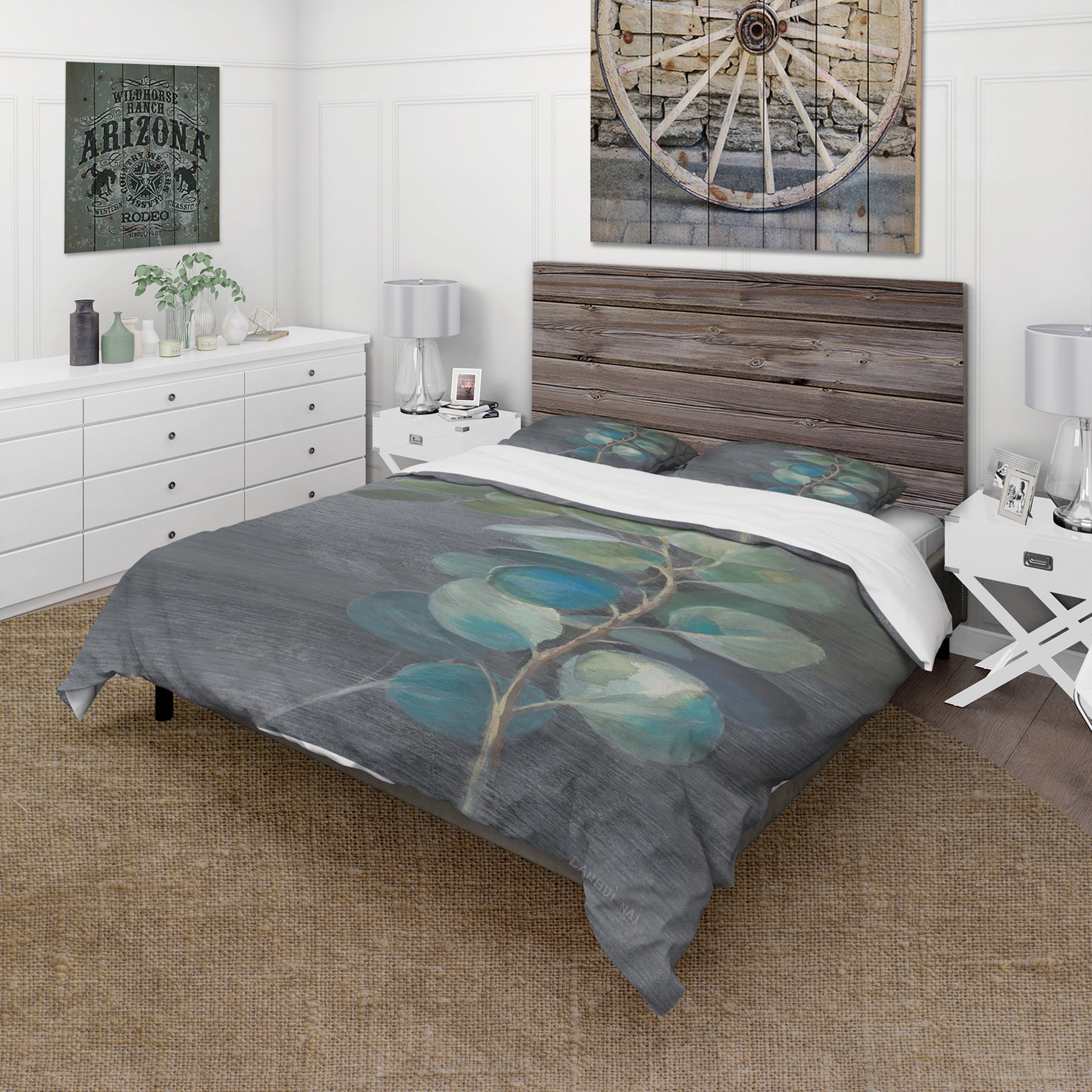 Designart 'Fresh leaves II' Cottage Duvet Cover Set